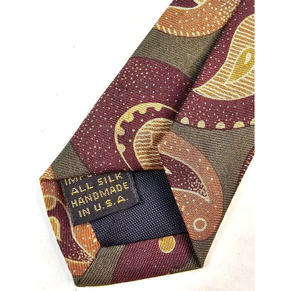NWT Vtg Neiman Marcus Paisley Silk Tie Handmade USA Multicolor Purple Orange - Picture 2 of 6